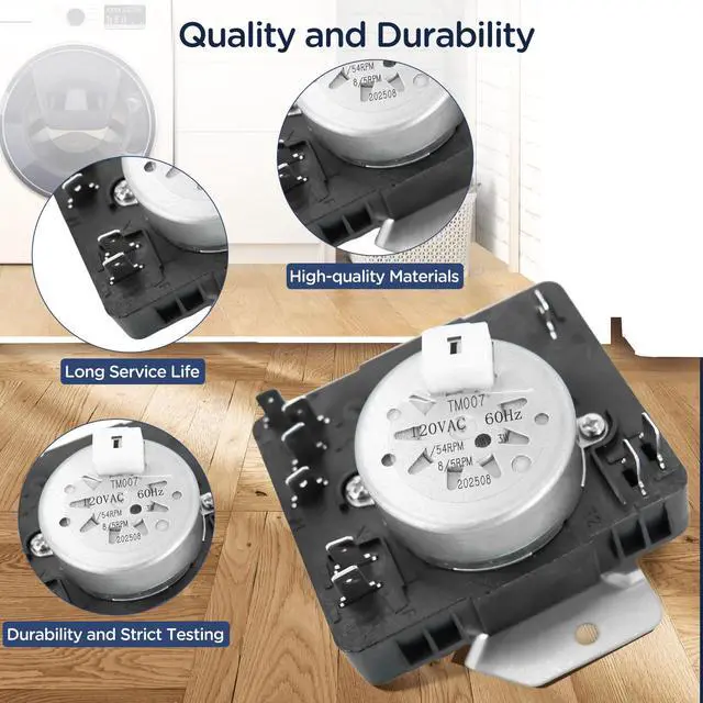 Alt view image 3 of 6 - W10186032 WPW10186032 Dryer Timer Compatible with whirlpool Kenmore 110.65132411, 110.71202012, 110.75132412, 11071202015, 110.61202011, 11072342511, Replacement for W10186032 B W10186032 A