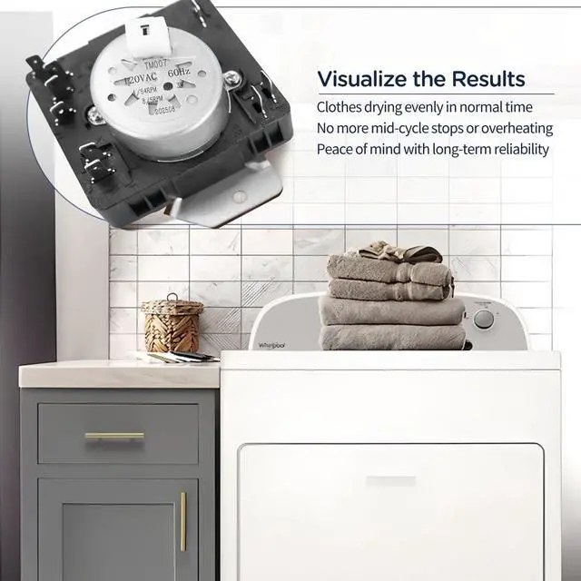Alt view image 6 of 6 - W10186032 WPW10186032 Dryer Timer Compatible with whirlpool Kenmore 110.65132411, 110.71202012, 110.75132412, 11071202015, 110.61202011, 11072342511, Replacement for W10186032 B W10186032 A