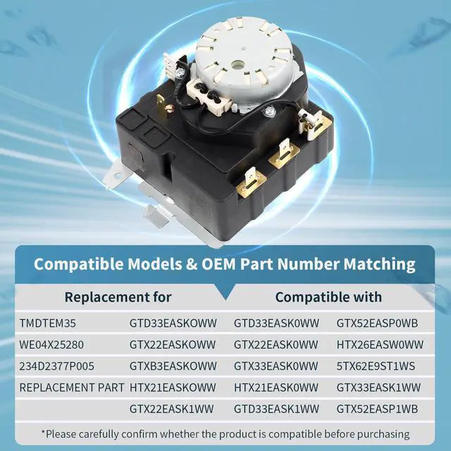 Alt view image 2 of 7 - TMD1EM35 WE04X25280 Dryer Timer, for GE GTD33EASK0WW GTX22EASK0WW etc. | 234D2377P005 Compatible with GTX33EASK0WW HTX21EASK0WW Dryer Timer etc. OEM