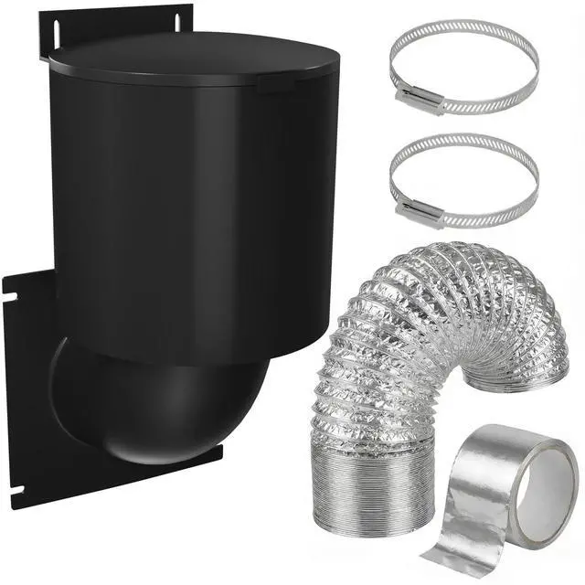 Main image of Dryer Vent Kit (Black) 4 Inch Exterior Dryer Vent Cover with 3FT Vent Hose, 2 Hose Clamps, Tape & Screws | Energy Saving & Pest Resistant