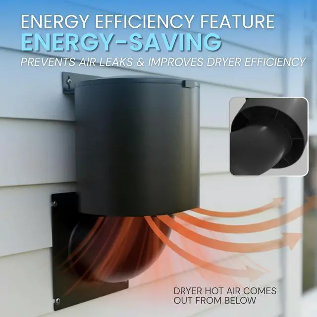 Alt view image 3 of 6 - Dryer Vent Cover 4 inch (Black) with UV RESISTANT - Outdoor Dryer Vent Cover Natural Energy Saving, Dryer Vent Seal for Home Exterior