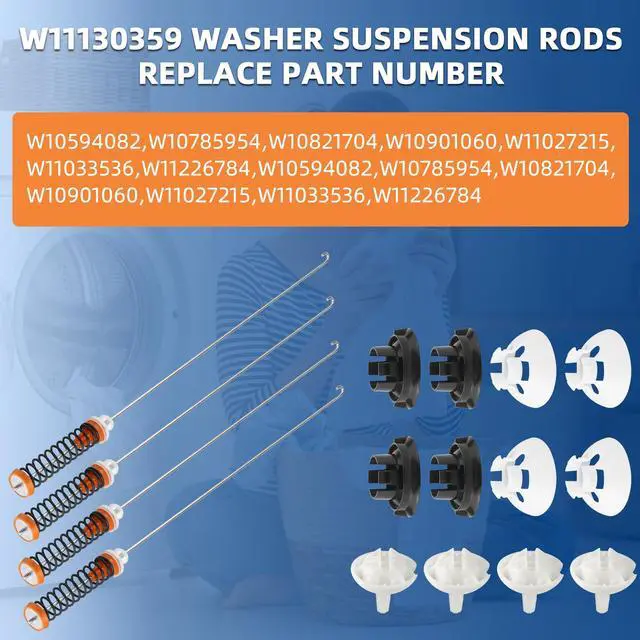 Alt view image 6 of 7 - W11130359 MVWB765FW3 MVWB765FW4 WTW7500GC2 Washer Suspension Rod Kit Compatible for Whirl.pool May.tag Ken.more Cros.ley 7MWTW7000EW0 7MWTW7300EW0 MVWB765FW4 MVWB765FW3-BY
