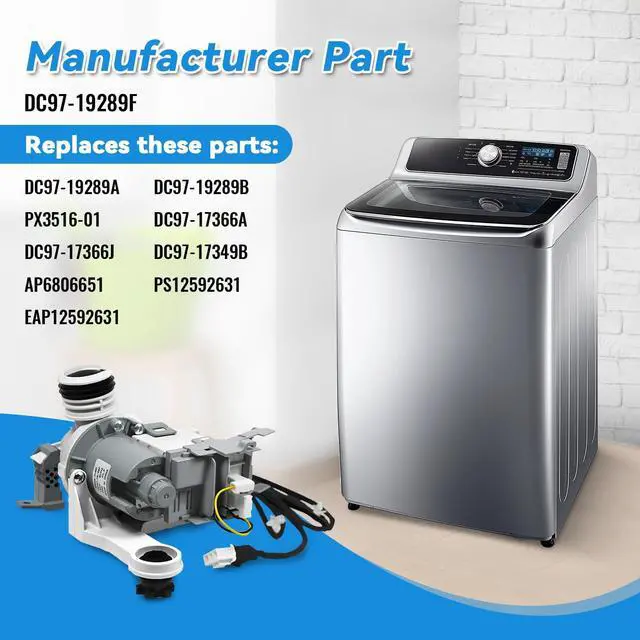Alt view image 2 of 6 - DC97-19289F DC97-19289B PX3516-01 DC97-19289A Washer Drain Pump Assembly | Compatible with Samsung Washing Machine, Replaces DC97-17366A, DC97-17366J, DC97-17349B, AP6806651, PS12592631, EAP12592631