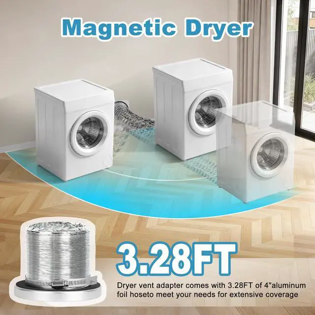 Alt view image 5 of 7 - Magnetic Dryer Vent Connector Kit, 4-Inch Quick Connect with 3.3FT Hose | Fits gas/electric dryer vent setups, airtight silicone seal, wall adapter for tight laundry rooms and lint cleaning