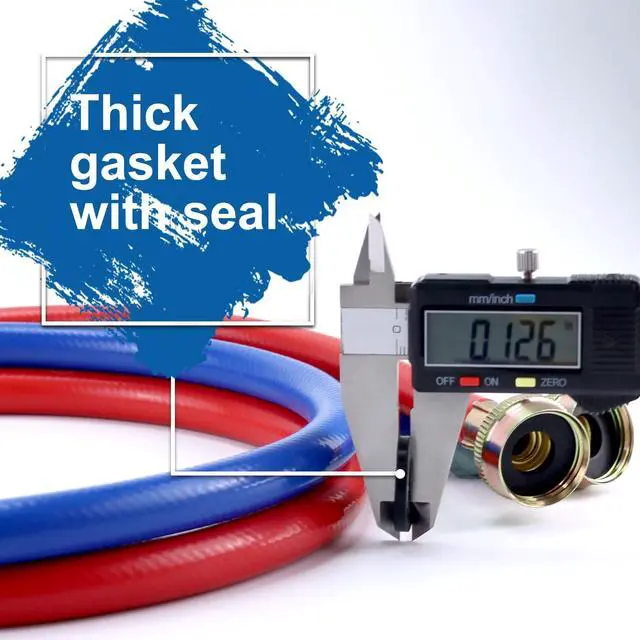 Alt view image 4 of 7 - Washer Hoses 4FT,Rubber Washing Machine Hoses 3/4 Washer Machine Hoses 2 packs,Burst Proof Water Supply Lines for Hot and Cold Washer Water Hoses-by