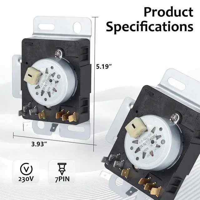 Alt view image 5 of 6 - W10745655 W10857612 Dryer Timer Compatible with Whirlpool, Maytag, Amana NED4655EW1, YNED4655EW1, RED4516FW0, 230V Dryer Timer Replacement for 418-095-20-B5, PS11731366, OEM Quality