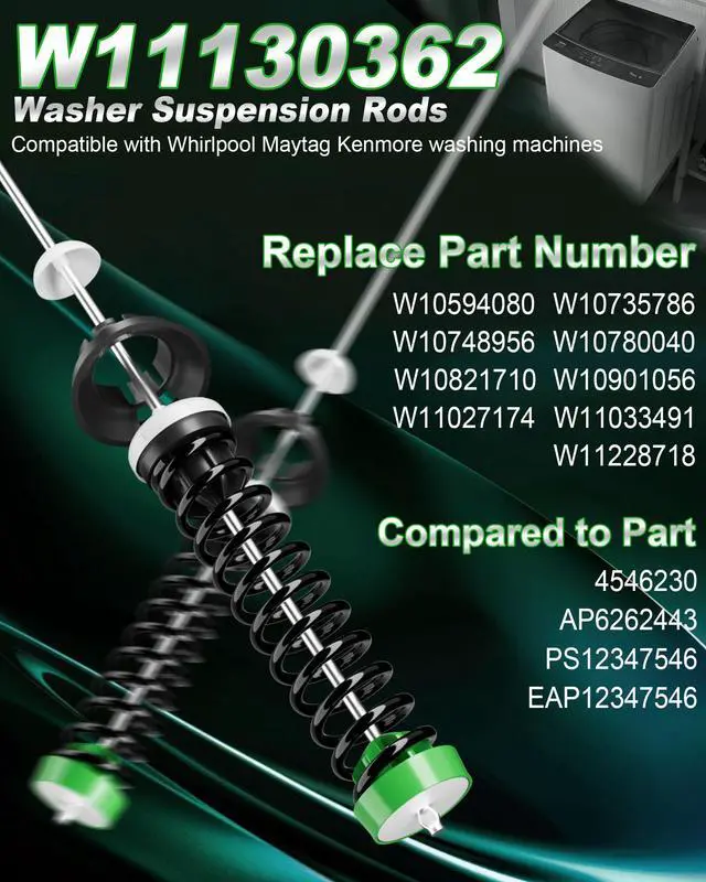 Alt view image 7 of 7 - W11130362 WTW5000DW1 WTW5000DW2 WTW5000DW3 MVWX655DW1 MVWC565FW2 MVWC565FW1 Washer Suspension Rod Kit for Whirlpool Maytag Kenmore Washing Machine - Replace W10594080 W10748956 W10735786