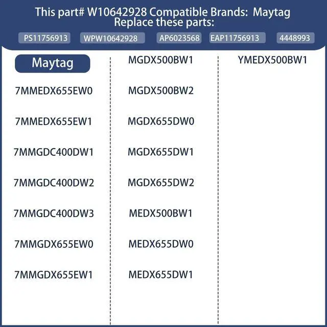 Alt view image 2 of 6 - W10642928 WPW10642928 Dryer Timer Compatible with Maytag 7MMGDC400DW1, MEDX655DW1, MGDX655DW0, MGDX655DW2, Replacement for W10642928c, PD00043061, 4448993, AP6023568, PS11756913, EAP11756