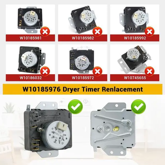 Alt view image 4 of 7 - W10185976, WPW10185976 Dryer Timer Compatible with whirlpool WED4700YQ0 | W10185976, WPW10185976 Dryer Timer Replacement WPW10185976VP, EAP11749829, 418-616-20-B5 etc