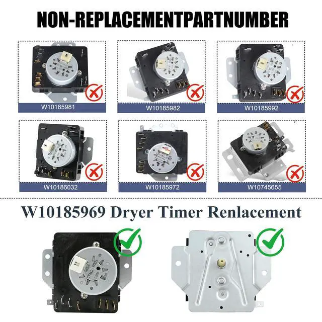 Alt view image 5 of 7 - W10185969 WPW10185969 Dryer Timer Compatible with May-tag 7MMGP0035WQ0 | Compatible with whirl-pool WGD5000VQ1, 7MWG45500SQ1, Replacement for 418-093-20-B5