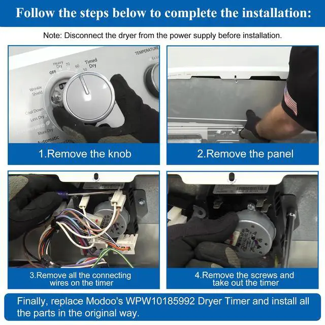 Alt view image 7 of 7 - W10185992 Dryer Timer, Dryer Timer Replacement 418-095-20-b5 Compatible with maytag MEDC465HW0, MGDC465HW0, Etc,whirlpool WGD5000DW2, WGD5000DW3, WED5000DW1, WED4915EW1,Crosley, Dryer etc