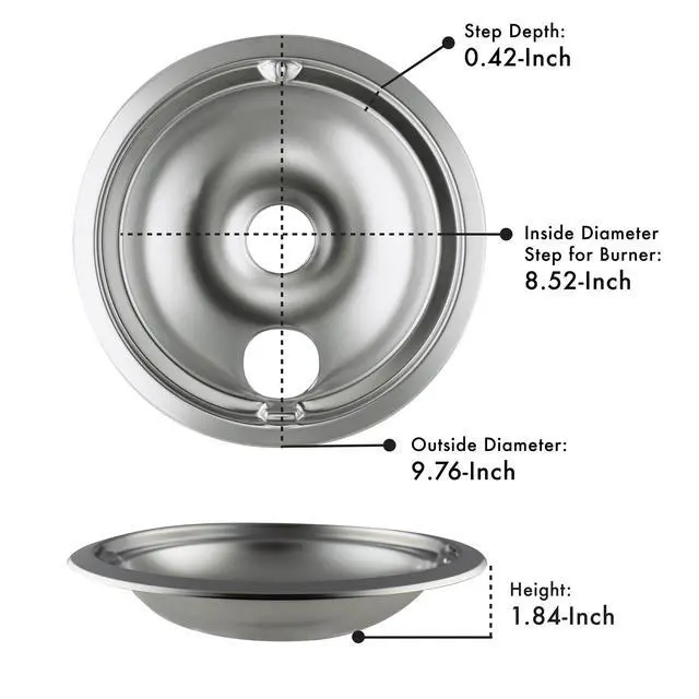 Alt view image 3 of 7 - 119204XZ Style B Chrome 4 Pack Drip Bowls 3 Small and 1 Large