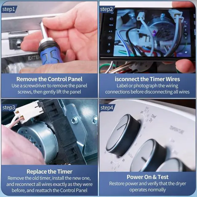 Alt view image 5 of 6 - W10745654 W10857611 W10745654 A W10436306 Dryer Timer Compatible with Amana NGD4655EW2 NGD4655EW1 NGD4655EW3 NGD4655EW4 Crosley VGD6505GW0 Roper RGD4516FW0 Dryer