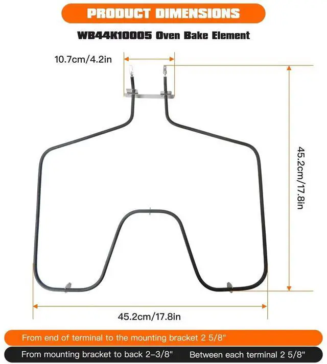 Alt view image 2 of 7 - WB44K10005 WB44K10001 WB30X46987 Oven Bake Element Fit for Hotpoint Range RB790BK1BB RB790BK2BB RB790BK3BB RB790BK4BB RB790CK1CC RB790CK2CC RB790CK3CC RB790CK4CC RB790SH1SA RB790SH2SA