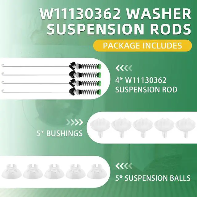 Alt view image 7 of 7 - MVWC565FW2 WTW5000DW2 MVWX655DW1 Washer Suspension Rod Kit W11130362 WTW5000DW3 MVWC565FW1 WTW5000DW1 for Whirlpool Maytag Kenmore Washer-by
