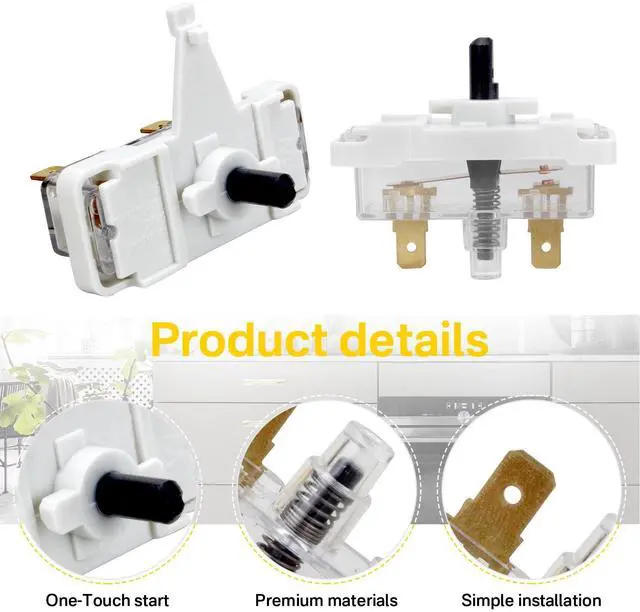 Alt view image 3 of 6 - WE4M416 Dryer Start Switch Replacement for GE Hotpoint Kenmore | Dryer Push-to-Start Switch Replaces WE4M352 WE4M367 1811209 AP4980900 PS3487190 AH3487190 EA3487190 248C1146P001(2 Packs