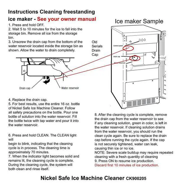 Alt view image 3 of 6 - Freestanding Ice Maker Machine Cleaner Compatible with 37050, 41978 U-line, Ice-O-Matic, Jenn Air, Blaze, Manitowoc, Marine Crescent