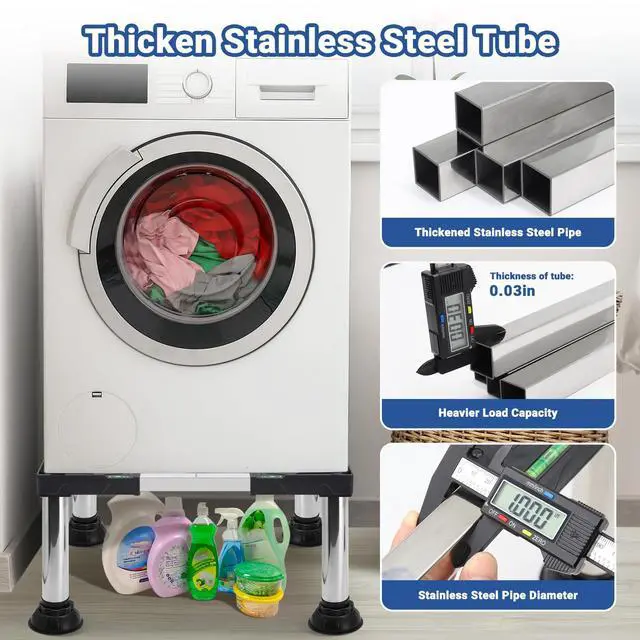 Alt view image 4 of 6 - Height 11"-12" Mini Fridge Stand Heavy Duty Washer and Dryer Stand Pedestal for 19-27 Inch Appliance Washing Machine Stand Base Laundry Pedestal Universal Platform with 4 Strong Feet
