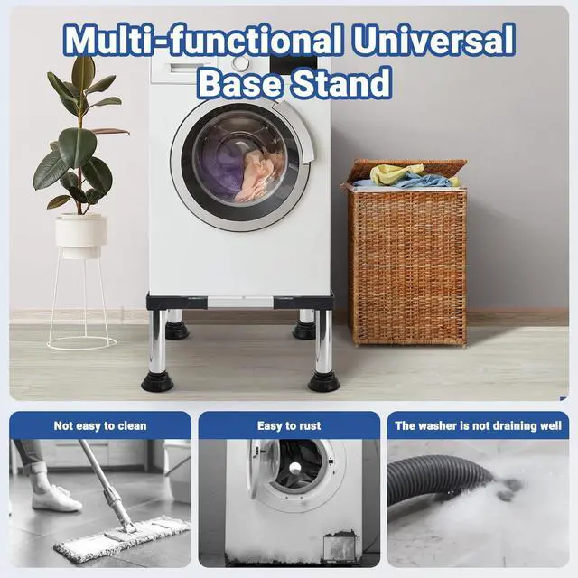 Alt view image 5 of 6 - Height 11"-12" Mini Fridge Stand Heavy Duty Washer and Dryer Stand Pedestal for 19-27 Inch Appliance Washing Machine Stand Base Laundry Pedestal Universal Platform with 4 Strong Feet
