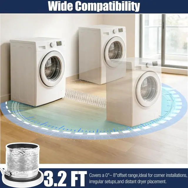 Alt view image 6 of 6 - DV180 Magnetic Dryer Vent Coupling Kit, Airtight Quick Connect | Dryer Vent Hose Connector 3.2FT Heavy-Duty Heat Resistant for Corner & Limited Space Installation