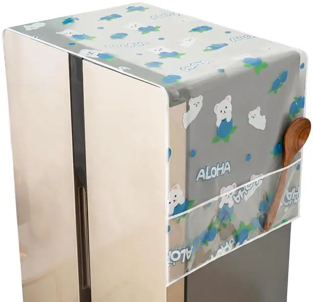 Main image of 24x70 IN Fridge Cover, Multi-Purpose Appliance Proof Cover Refrigerator Washer Dryer Top Cover With Storage Pockets Bags,for Oven,dishwasher,kitchen Appliances(Little Blue Bear)