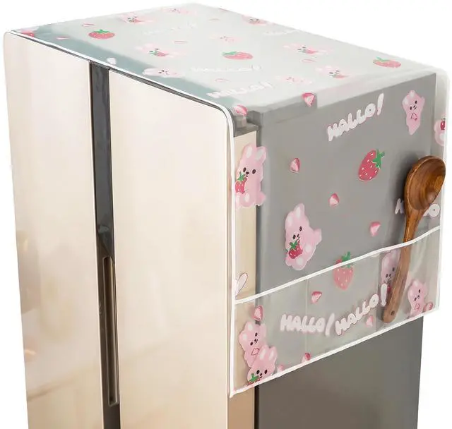 Main image of 21x51 IN Fridge Cover, Multi-Purpose Appliance Proof Cover Refrigerator Washer Dryer Top Cover With Storage Pockets Bags,for Oven,dishwasher,kitchen Appliances(Little Pink Rabbit)
