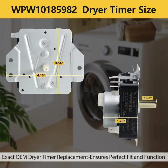 Alt view image 6 of 6 - W10185982 WPW10185982 Dryer Timer Replacement, Genuine OEM Quality, Replaces 418-618-20-B5, AP6016541, PS11749831, 1546812, Fits Whirlpool, Maytag, Kenmore, Crosley Dryers