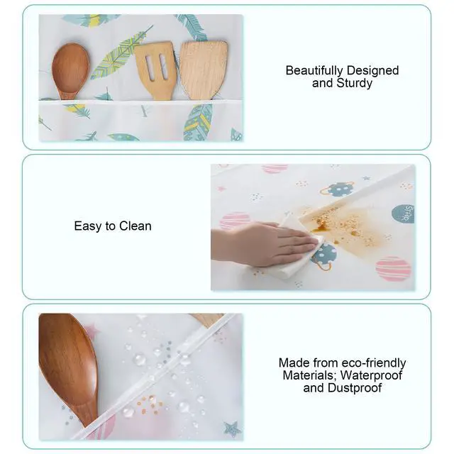 Alt view image 2 of 7 - 24x70 IN Fridge Cover, Multi-Purpose Appliance Proof Cover Refrigerator Washer Dryer Top Cover With Storage Pockets Bags,for Oven,dishwasher,kitchen Appliances(Little Blue Bear)