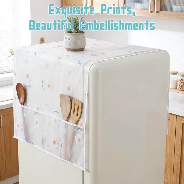 Alt view image 3 of 7 - 24x70 IN Fridge Cover, Multi-Purpose Appliance Proof Cover Refrigerator Washer Dryer Top Cover With Storage Pockets Bags,for Oven,dishwasher,kitchen Appliances(Little Blue Bear)