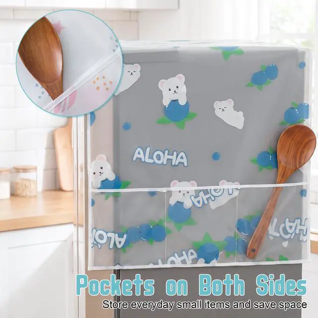 Alt view image 5 of 7 - 24x70 IN Fridge Cover, Multi-Purpose Appliance Proof Cover Refrigerator Washer Dryer Top Cover With Storage Pockets Bags,for Oven,dishwasher,kitchen Appliances(Little Blue Bear)
