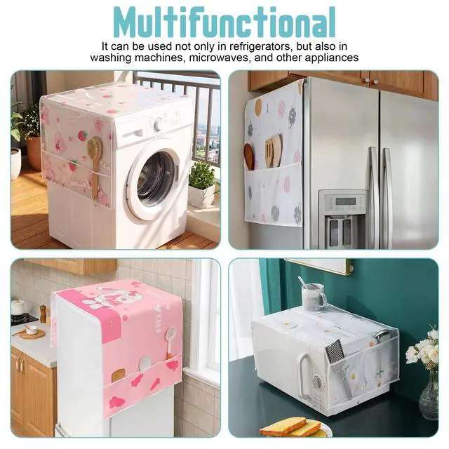 Alt view image 7 of 7 - 24x70 IN Fridge Cover, Multi-Purpose Appliance Proof Cover Refrigerator Washer Dryer Top Cover With Storage Pockets Bags,for Oven,dishwasher,kitchen Appliances(Little Blue Bear)