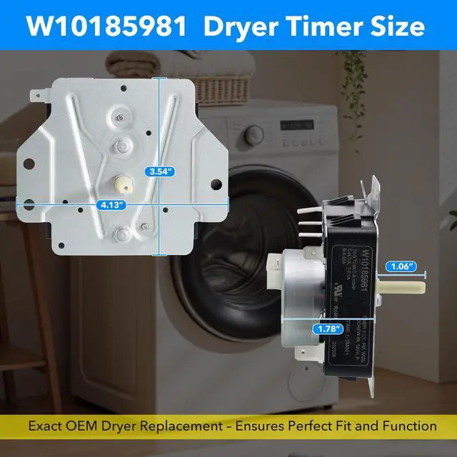 Alt view image 6 of 7 - W10185981 WPW10185981 Dryer Timer Replacement, Genuine OEM Quality, Replaces 418-095-20-B5, AP6016540, PS11749830, EAP11749830, 1481704, Fits Whirlpool, Kenmore, Crosley, Maytag Dryers