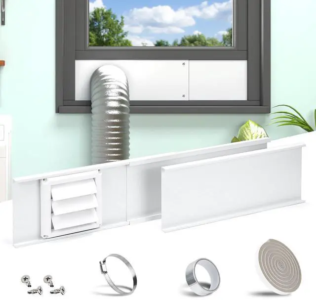 Main image of Dryer Vent Window Kit, Adjustable Window Vent Kit with Outdoor Dryer Vent Cover,4 Inch Hood for Exhaust Ventilation