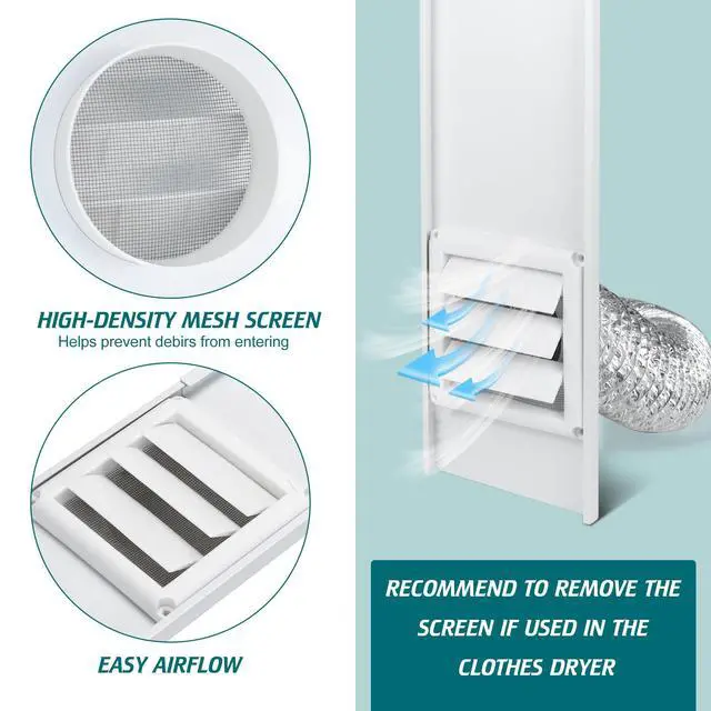 Alt view image 6 of 7 - Dryer Vent Window Kit, Adjustable Window Vent Kit with Outdoor Dryer Vent Cover,4 Inch Hood for Exhaust Ventilation