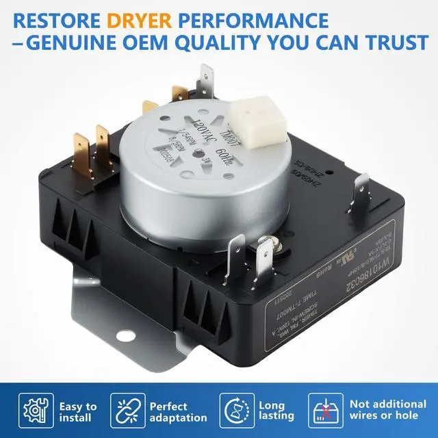 Alt view image 2 of 7 - W10186032 WPW10186032 Dryer Timer Replacement, Genuine OEM Quality, Replaces AP6016544, PS11749835, 2116926, AH3500198, OEM24066178, Fits Whirlpool Kenmore Sears Dryers