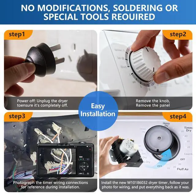 Alt view image 5 of 7 - W10186032 WPW10186032 Dryer Timer Replacement, Genuine OEM Quality, Replaces AP6016544, PS11749835, 2116926, AH3500198, OEM24066178, Fits Whirlpool Kenmore Sears Dryers