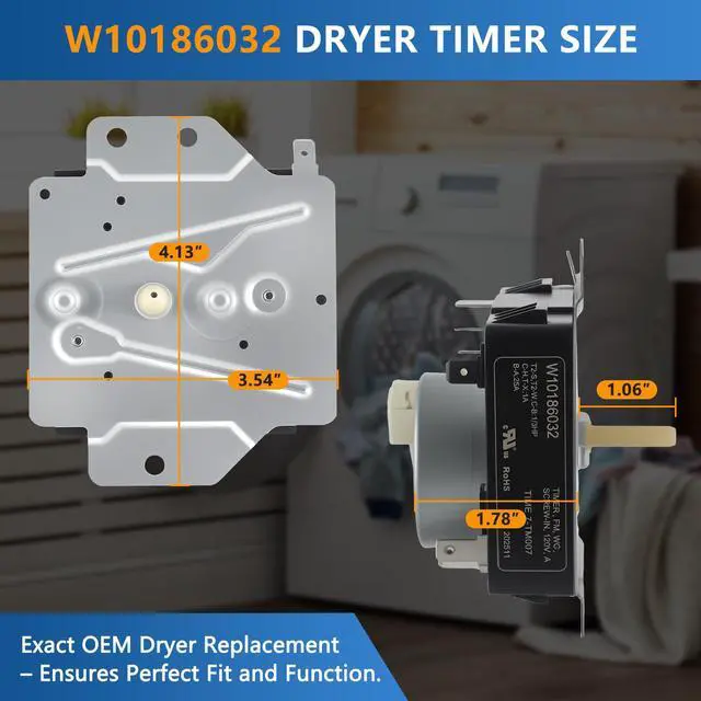 Alt view image 6 of 7 - W10186032 WPW10186032 Dryer Timer Replacement, Genuine OEM Quality, Replaces AP6016544, PS11749835, 2116926, AH3500198, OEM24066178, Fits Whirlpool Kenmore Sears Dryers