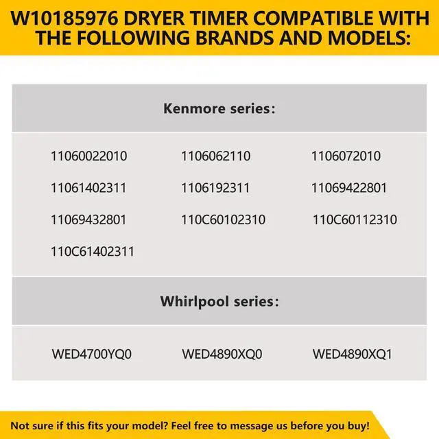 Alt view image 4 of 7 - W10185976 WPW10185976 Dryer Timer Replacement, Genuine OEM Quality, Replaces WPW10185976VP, W10185976D/E, AP6016539, PS11749829, 1481703, EAP11749829, Fits Whirlpool Kenmore Sears Dryers