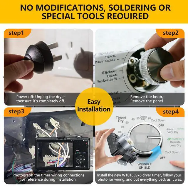 Alt view image 5 of 7 - W10185976 WPW10185976 Dryer Timer Replacement, Genuine OEM Quality, Replaces WPW10185976VP, W10185976D/E, AP6016539, PS11749829, 1481703, EAP11749829, Fits Whirlpool Kenmore Sears Dryers