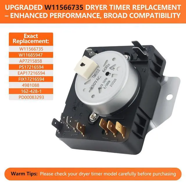 Alt view image 4 of 7 - W11566735 W11685947 Dryer Timer Replacement, Genuine OEM Quality, Replaces AP7215858, PS17216594, EAP17216594, 4981088, 162-428-1, Fits Maytag Dryer MED4500MW0 YMED4500MW0
