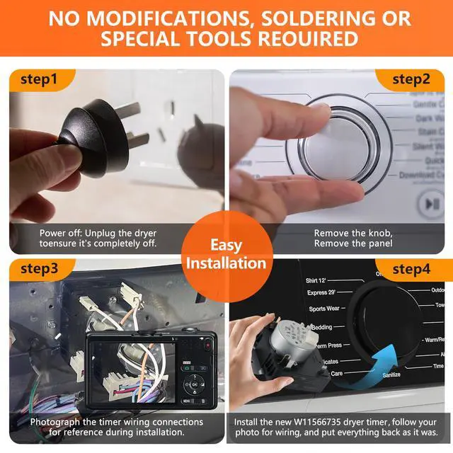 Alt view image 6 of 7 - W11566735 W11685947 Dryer Timer Replacement, Genuine OEM Quality, Replaces AP7215858, PS17216594, EAP17216594, 4981088, 162-428-1, Fits Maytag Dryer MED4500MW0 YMED4500MW0