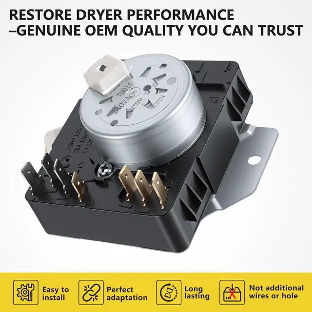 Alt view image 2 of 7 - W10185972 WPW10185972 Dryer Timer Replacement, Genuine OEM Quality, Replaces 1481701 AH2348527 EA2348527 PS2348527 AP6016537 PS11749827 EAP11749827, Fits Whirlpool Maytag Amana Dryers