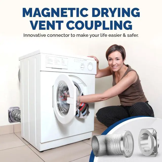 Alt view image 2 of 6 - Magnetic Dryer Vent Coupling DV180 - Airtight Seal, Quick-Connect & Easy Clean, Strong Magnet Self-Alignment, Includes 4" Duct and two Clamps