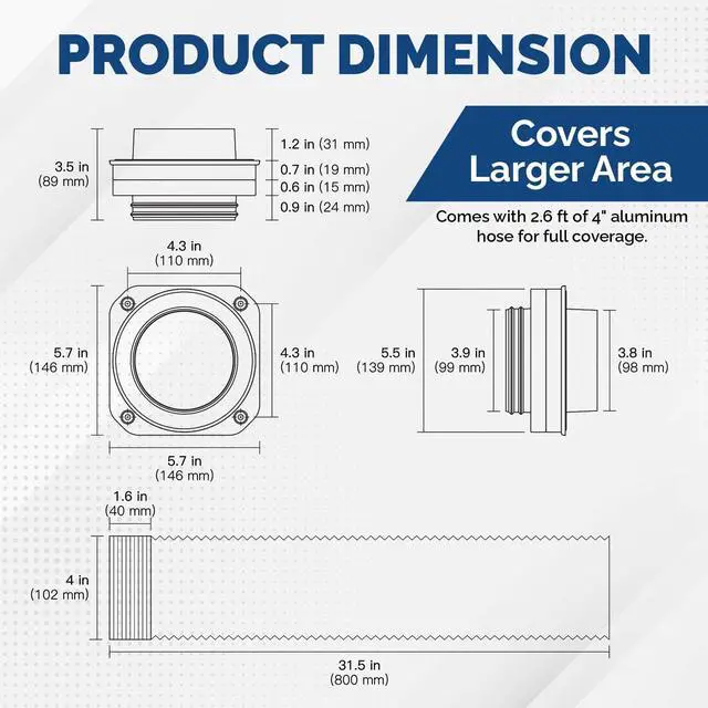 Alt view image 6 of 6 - Magnetic Dryer Vent Coupling DV180 - Airtight Seal, Quick-Connect & Easy Clean, Strong Magnet Self-Alignment, Includes 4" Duct and two Clamps