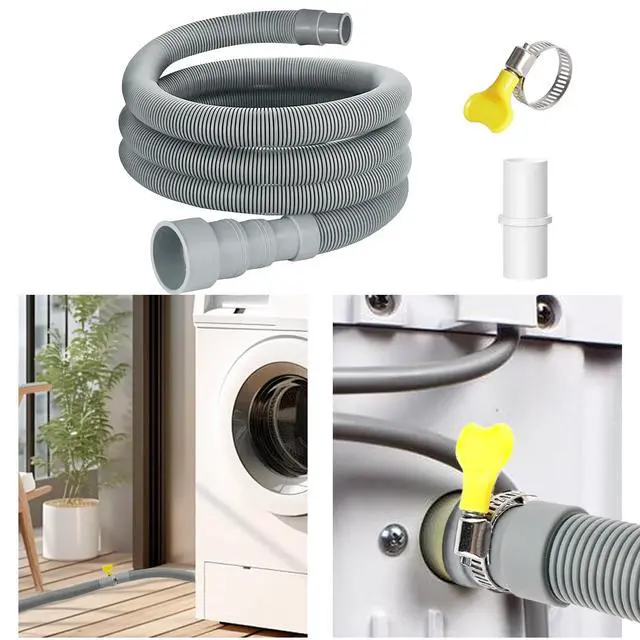 Alt view image 6 of 7 - 10ft Universal Washing Machine Drain Hose Extension Kit | Flexible Universal Washer & Dishwasher Drain Hose Replacement with 1 Extension Adapter,4 Clamps and 1 U-Bend Holder