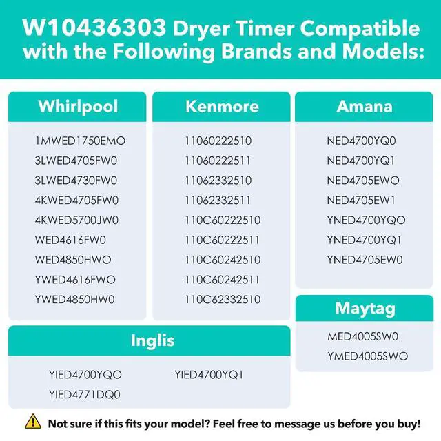 Alt view image 5 of 7 - WPW10436303 W10436303 Dryer Timer Replacement, Genuine OEM Quality, Replaces 418-618-20-B5, AP6021393, PS11754717, PS3632909, Fits Whirlpool, Kenmore, Amana, Admiral Dryers
