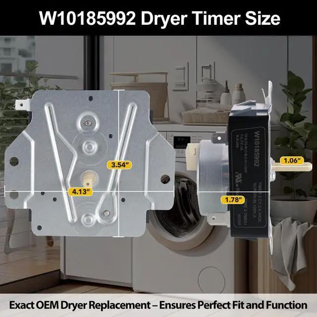 Alt view image 6 of 7 - W10185992 WPW10185992 Dryer Timer Replacement Part, Genuine OEM Quality, Exact Replaces AP6016542, PS11749833, 418-095-20-B5, Fits Whirlpool, Maytag, Crosley, Kenmore Dryers
