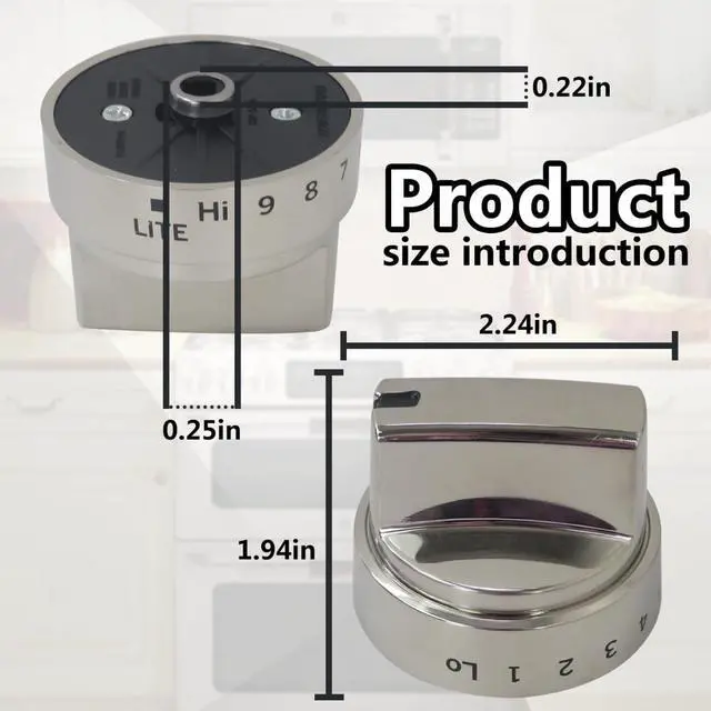 Alt view image 2 of 6 - New 5 Pcs WB03X24818 Stove Knob Replacement Fit for GE Gas Stoves JGB660EEJ2ES JGB660EEJ3ES, Replace AP5989029, PS11729081, Reinforced D-Shape Hole, Silver
