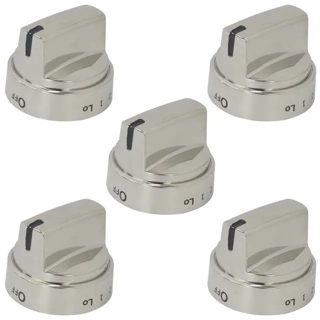 Alt view image 6 of 6 - New 5 Pcs WB03X24818 Stove Knob Replacement Fit for GE Gas Stoves JGB660EEJ2ES JGB660EEJ3ES, Replace AP5989029, PS11729081, Reinforced D-Shape Hole, Silver