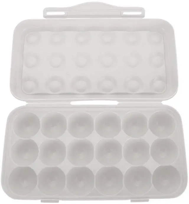 Main image of Egg Container for Refrigerator Plastic Egg Holder with Attached Lid Grid Design Tray for 18 Eggs Storage Case for Organized Fridge Use 11.81 X 5.90 X 2.55 in